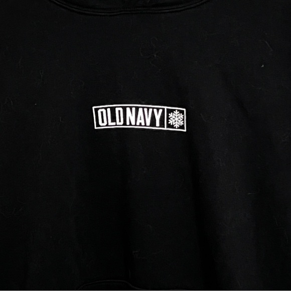 Men’s Old Navy Black Pullover Hoodie With Bear On Back Cozy Lining Xl - Picture 2 of 6